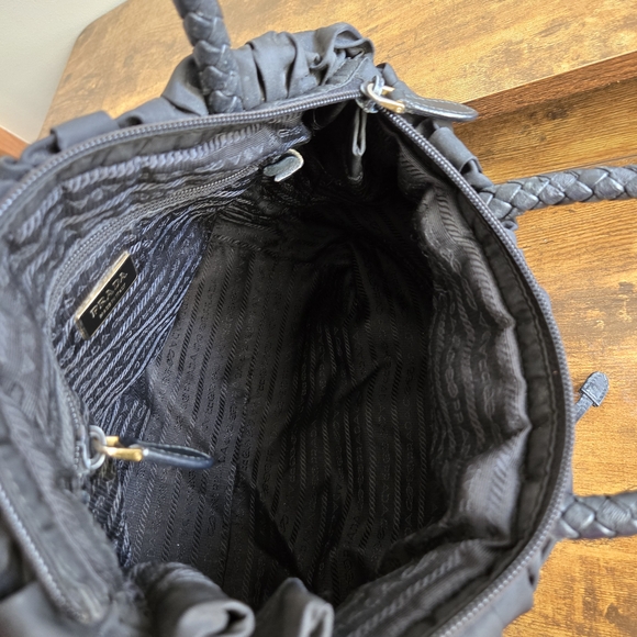 Prada Black Gathered Hand Bag - Picture 5 of 8